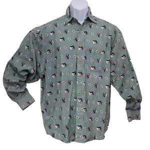 Barn Fly USA Shirt Button-front Men's-M Pocket LS Cotton Chief Cowboy Star Mint